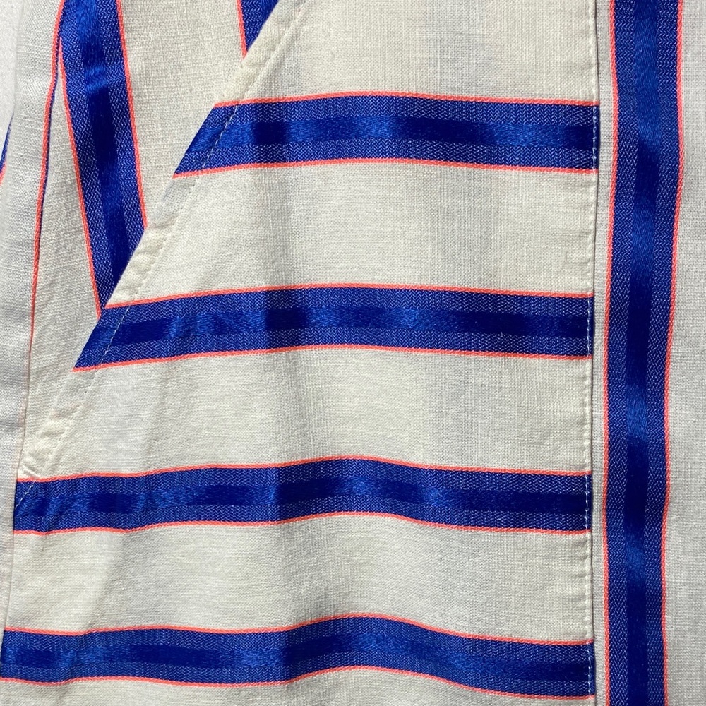 Women’s Joules Orielle Button-Up Midi Skirt with Pockets, blue and pink stripes - Picture 2 of 8